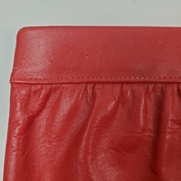 Vtg Etra Vintage 70s 80s Red Genuine Leather Medium Clutch Bag Purse - Picture 13 of 15